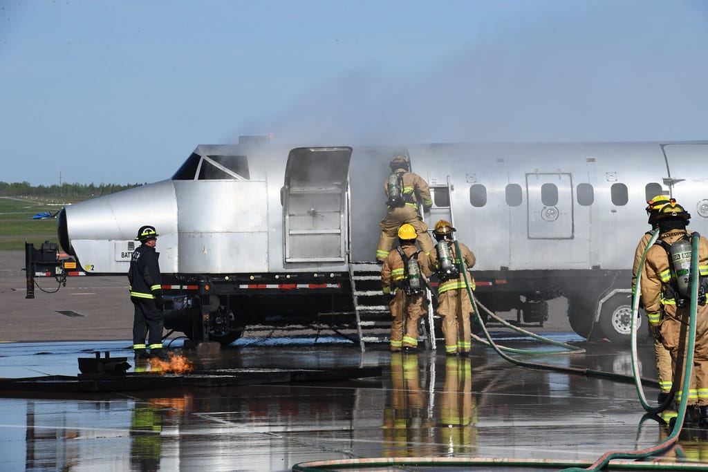 Minnesota National Guard Airmen, from the 148th Fighter Wing, and 25 partnering agencies participated in a full-scale Triennial exercise at the Duluth International Airport, Duluth, Minnesota on June 2, 2022.  The exercise simulated an aircraft striking a piece of large construction equipment upon t