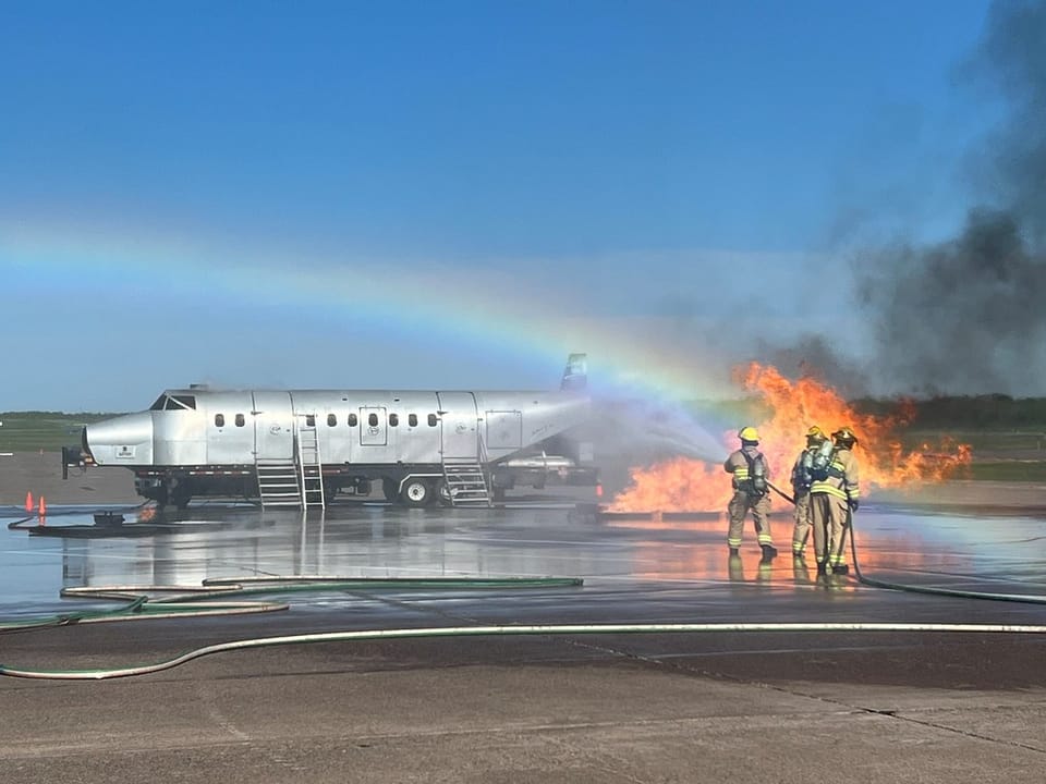 Minnesota National Guard Airmen, from the 148th Fighter Wing, and 25 partnering agencies participated in a full-scale Triennial exercise at the Duluth International Airport, Duluth, Minnesota on June 2, 2022.  The exercise simulated an aircraft striking a piece of large construction equipment upon t