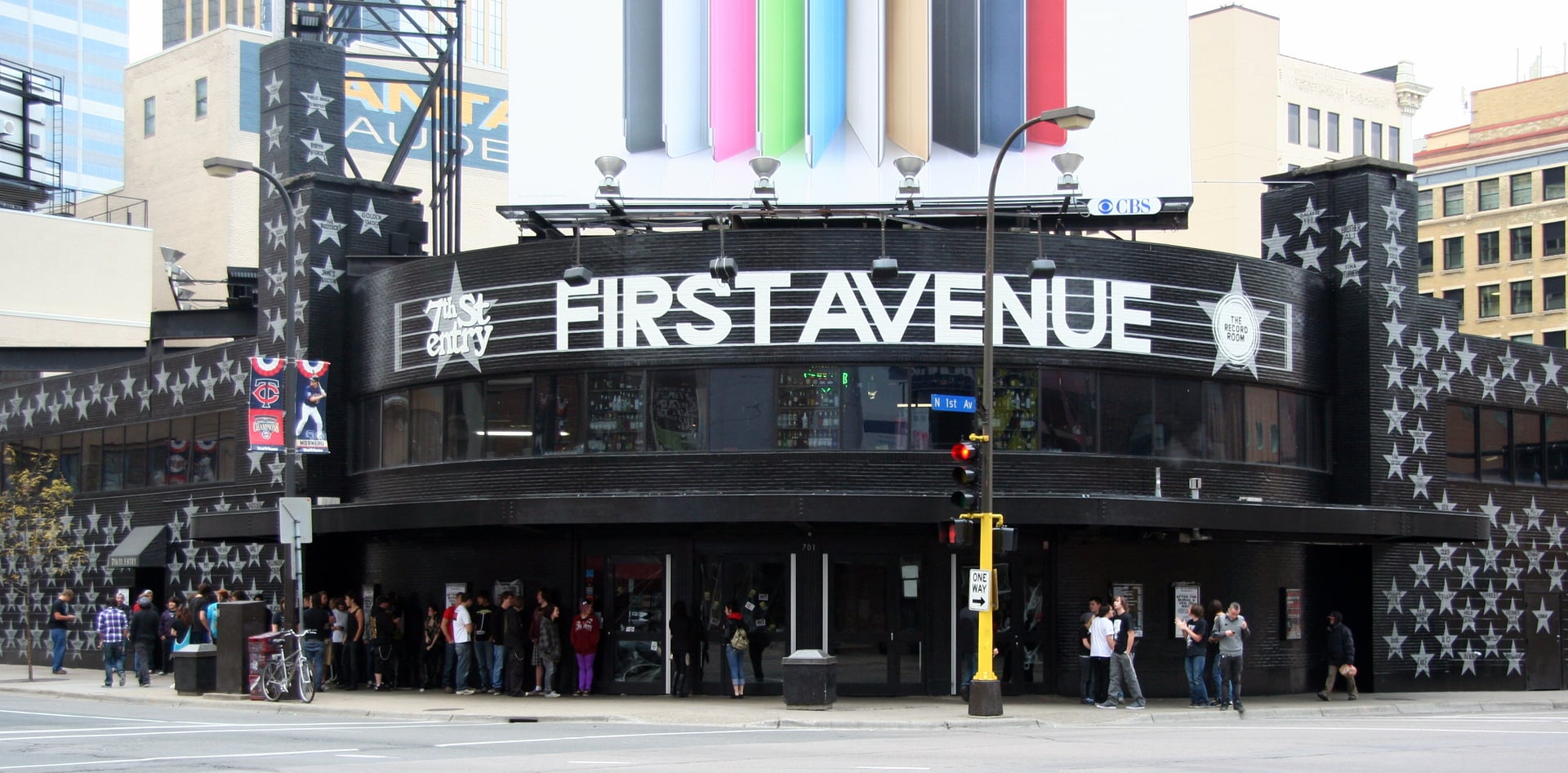 Exterior of the iconic First Avenue nightclub on First Avenue North in downtown Minneapolis