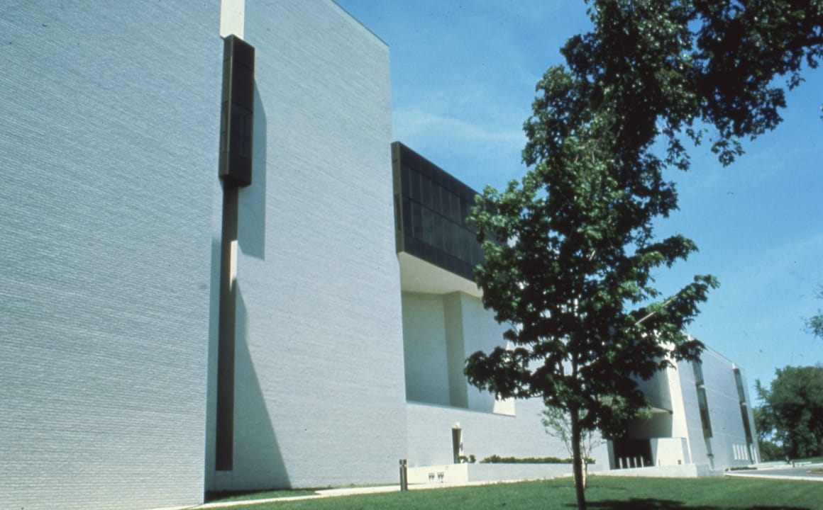 The modern white-clad wing addition to the Minneapolis Institute of Arts, circa 1980.