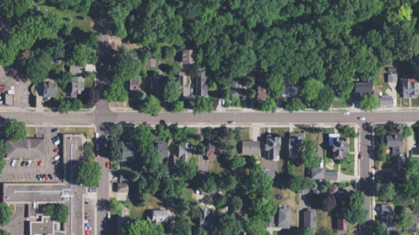 Aerial survey view of Oakwood Cemetery