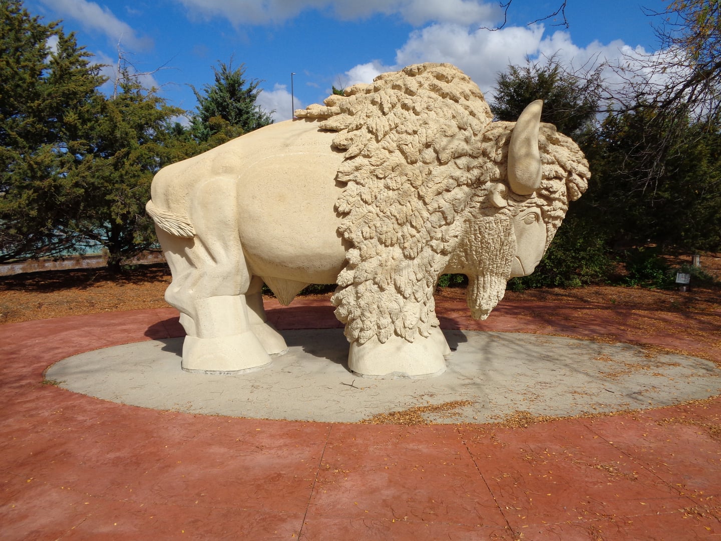 White buffalo limestone sculpture at Reconciliation Park in Mankato, Minnesota, memorial to the 38 Dakota men executed December 26, 1862