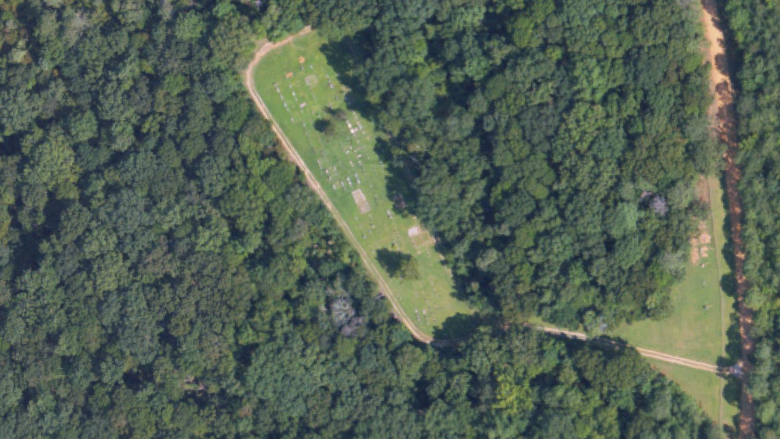 Aerial survey view of Asbury Cemetery