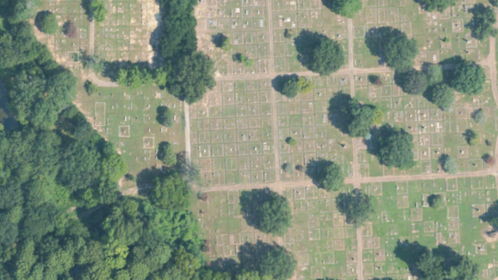 Aerial survey view of Friendship Cemetery
