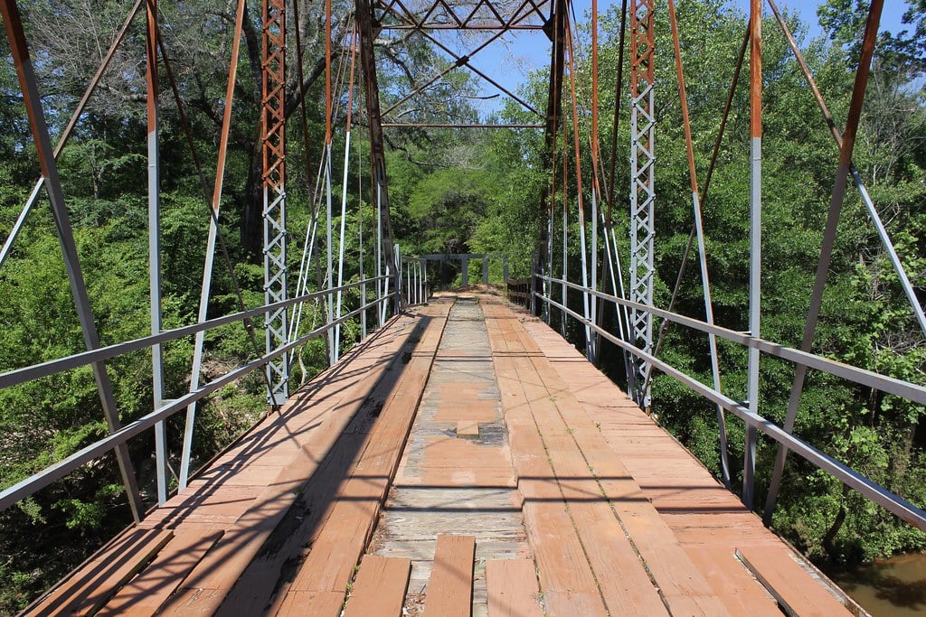 Historic iron truss Stuckey's Bridge spanning the Chunky River near Meridian, Mississippi