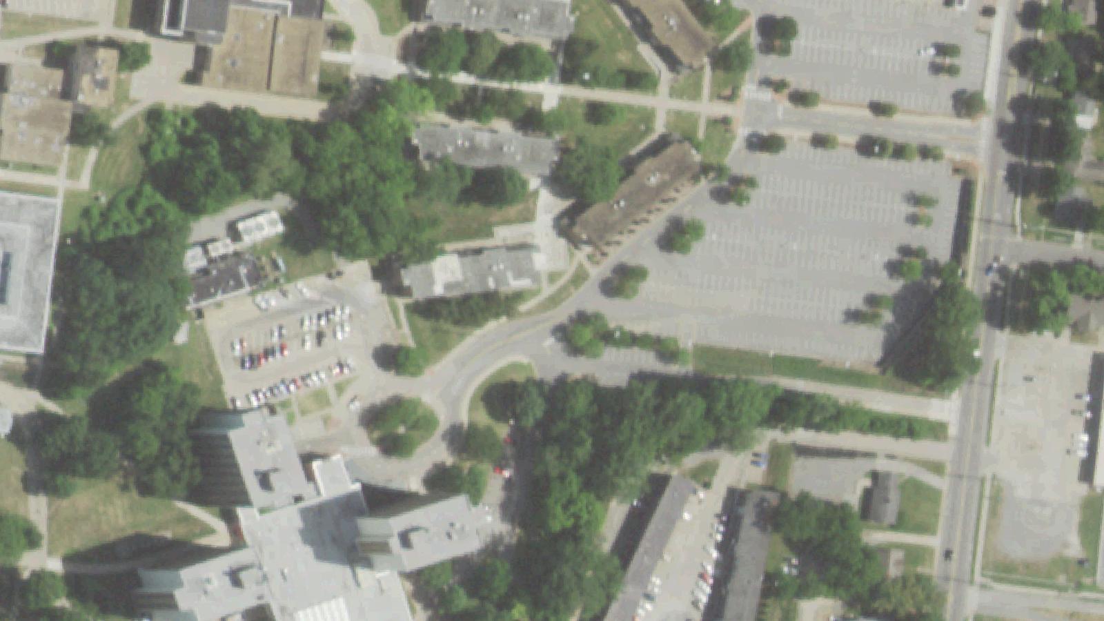 Aerial survey view of Cheney Hall (Southeast Missouri State University)