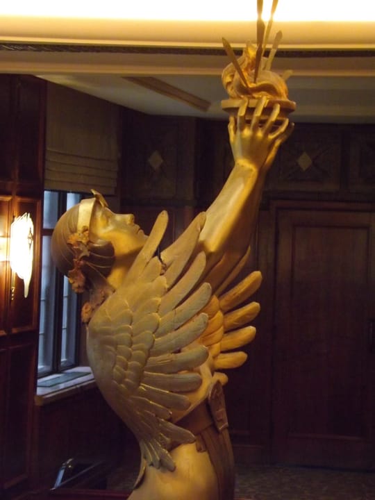 This statue was sculpted by Norwegian-born Jorgen C. Dreyer in 1932 for the Hotel Phillips.