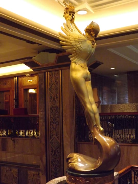 This statue was sculpted by Norwegian-born Jorgen C. Dreyer in 1932 for the Hotel Phillips.