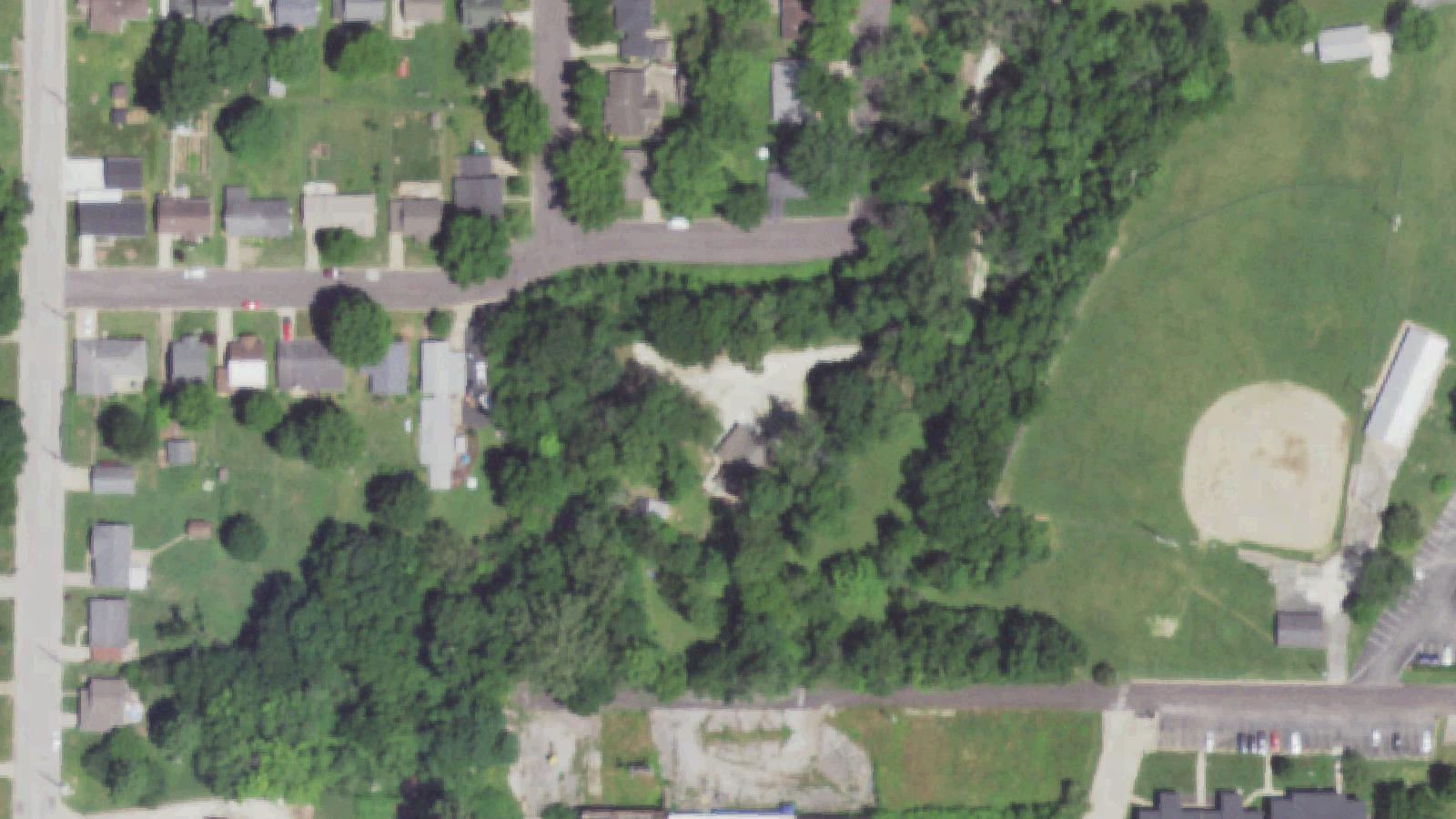 Aerial survey view of John B. Busch Brewery Historic District