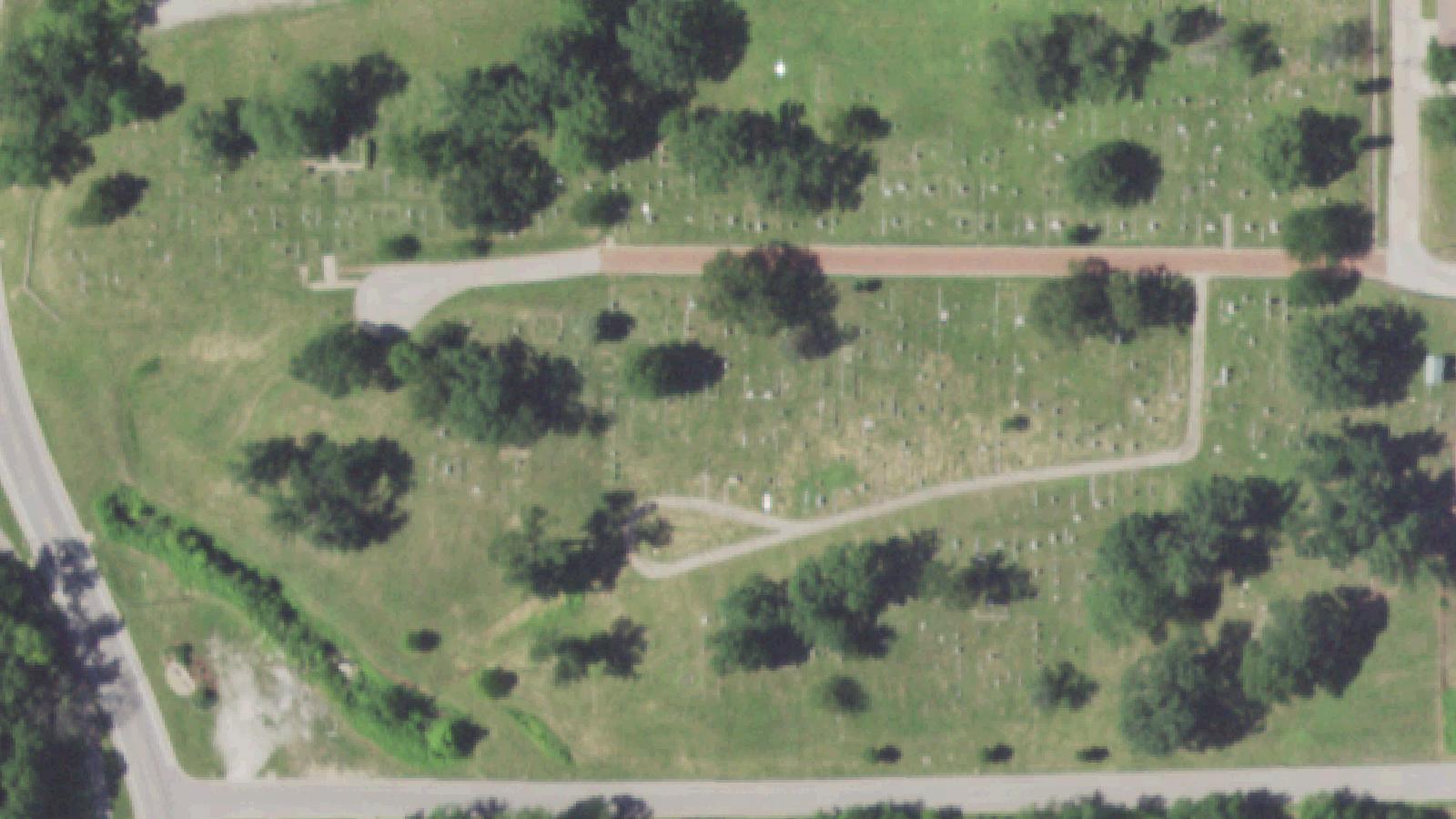 Aerial survey view of Highland Park Cemetery — Devil's Chair