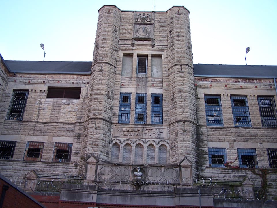 Exterior view of the historic Missouri State Penitentiary in Jefferson City, Missouri