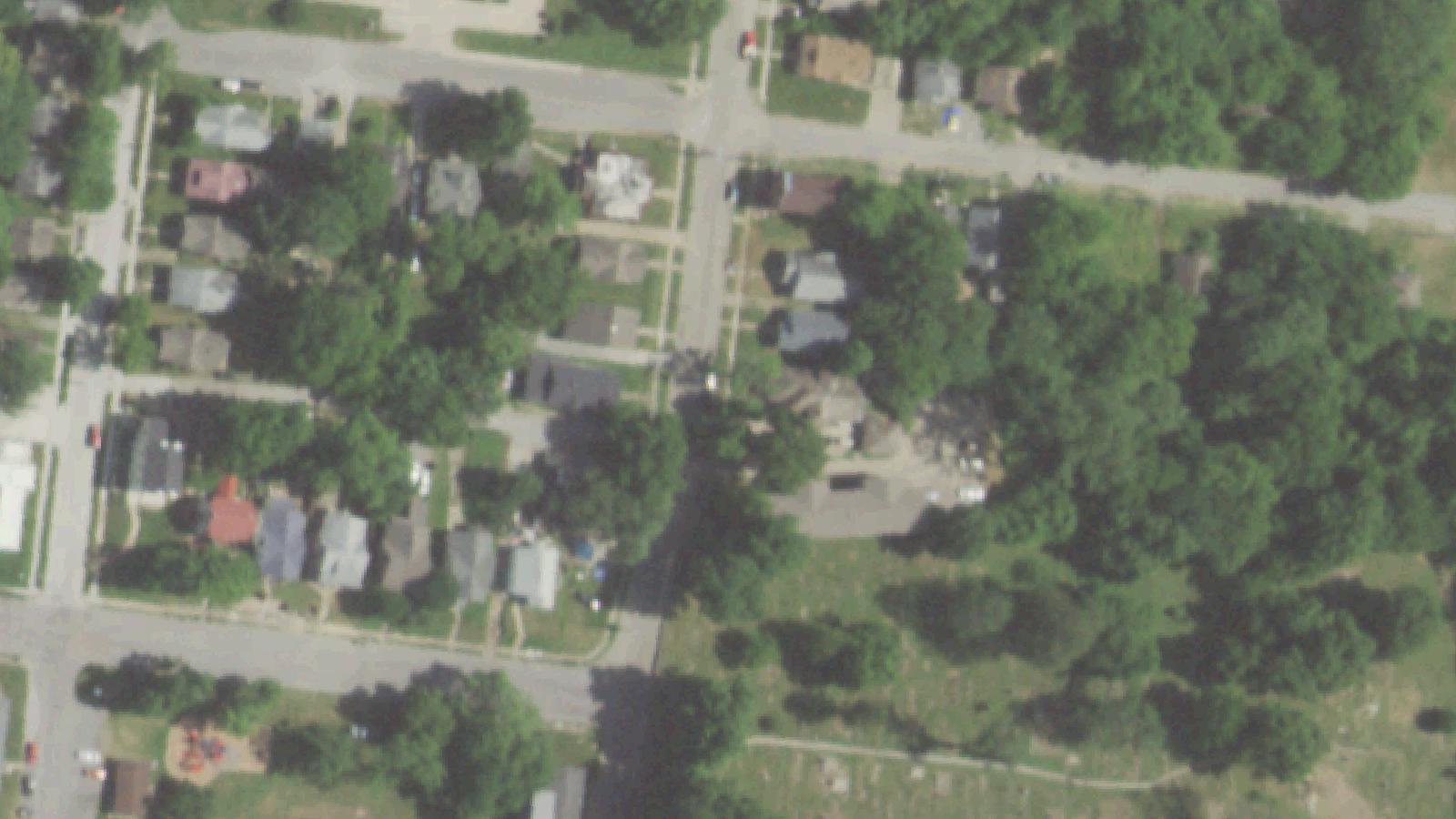 Aerial survey view of Old Lorimier Cemetery