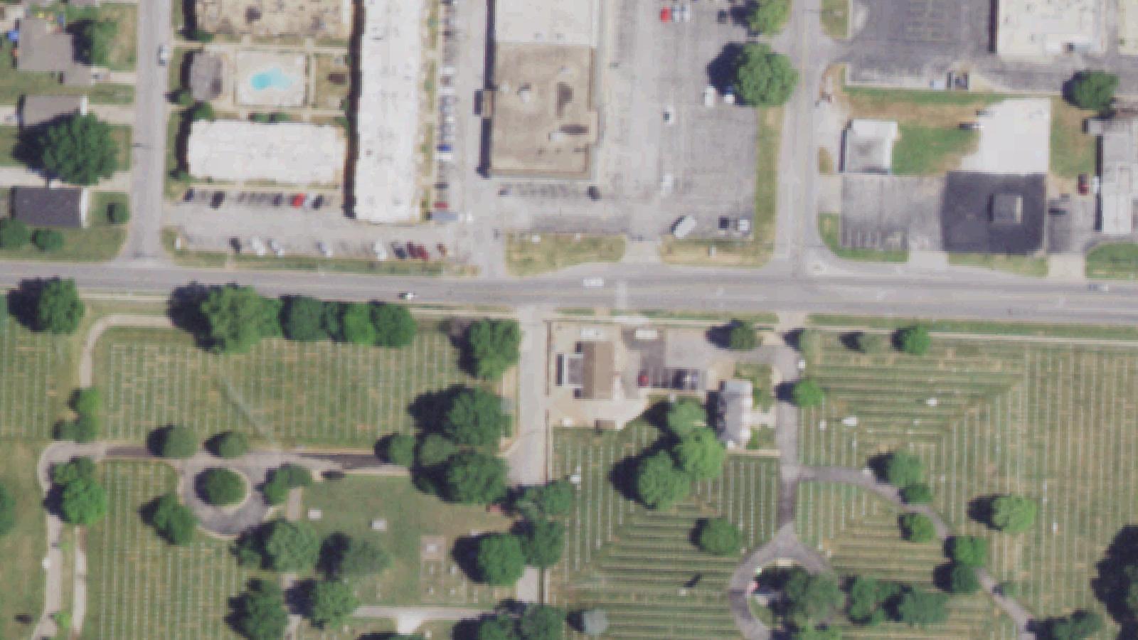 Aerial survey view of Springfield National Cemetery