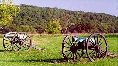 Civil War cannons on the Wilson's Creek National Battlefield near Republic Missouri