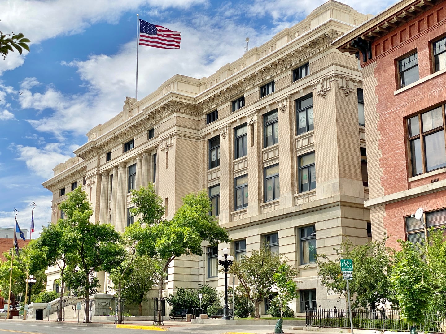 Exterior of the Butte-Silver Bow Courthouse, a Beaux Arts building in Uptown Butte, Montana