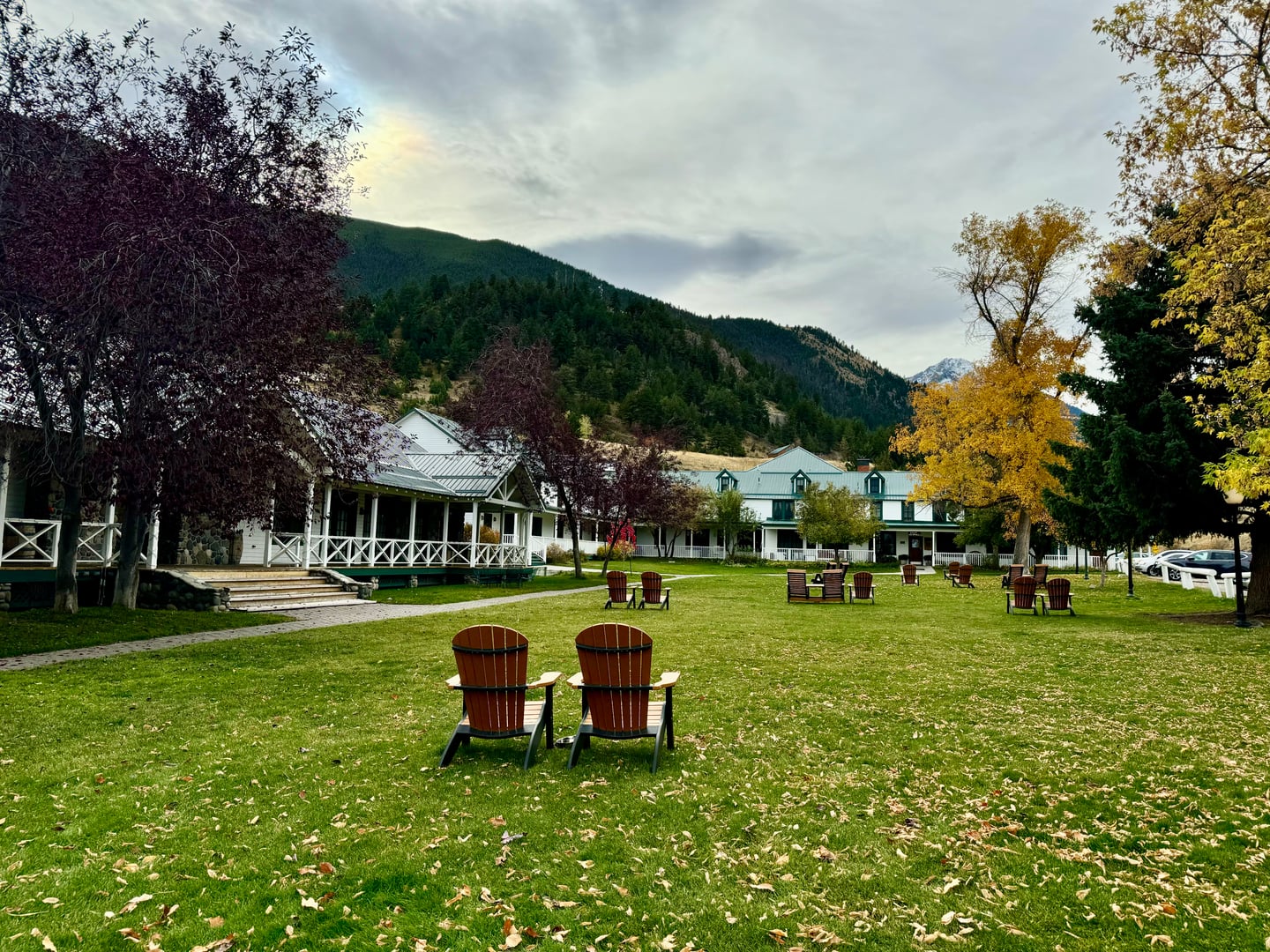 Chico Hot Springs Resort's historic Main Lodge in Pray, Montana