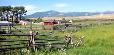 The historic ranch house at Grant-Kohrs Ranch National Historic Site near Deer Lodge, Montana