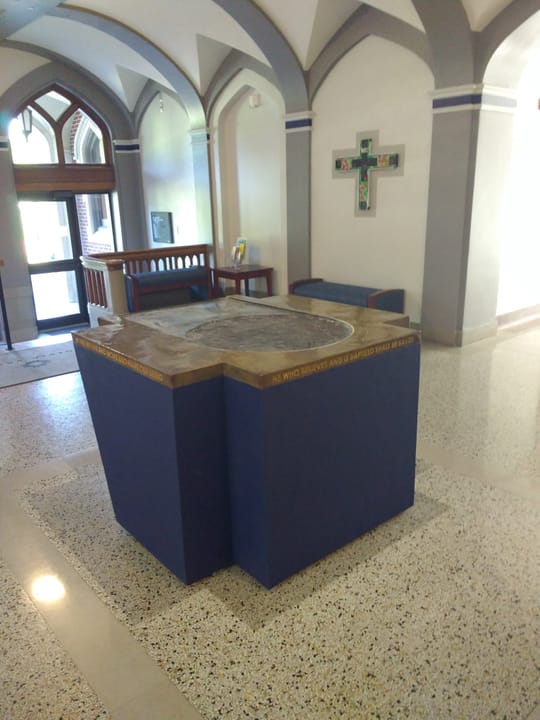 Font in Weller Hall at Concordia University, Nebraska