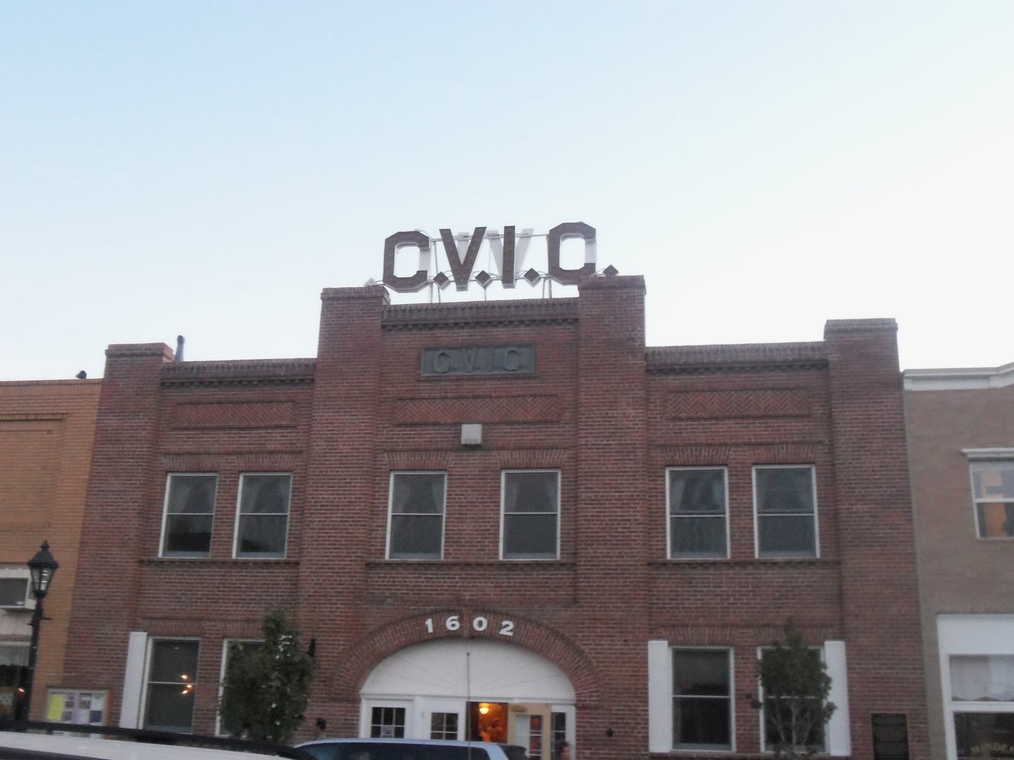 The two-story brick Carson Valley Improvement Club Hall on Esmeralda Avenue in Minden, Nevada