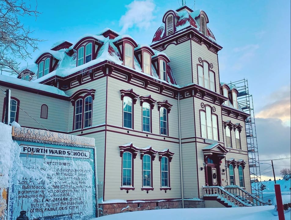 Four-story Second Empire Fourth Ward School building in Virginia City, Nevada