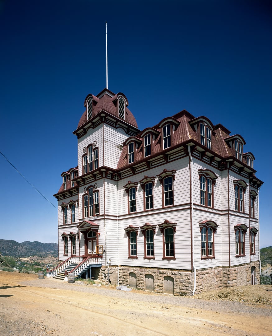 Four-story Second Empire Fourth Ward School building in Virginia City, Nevada