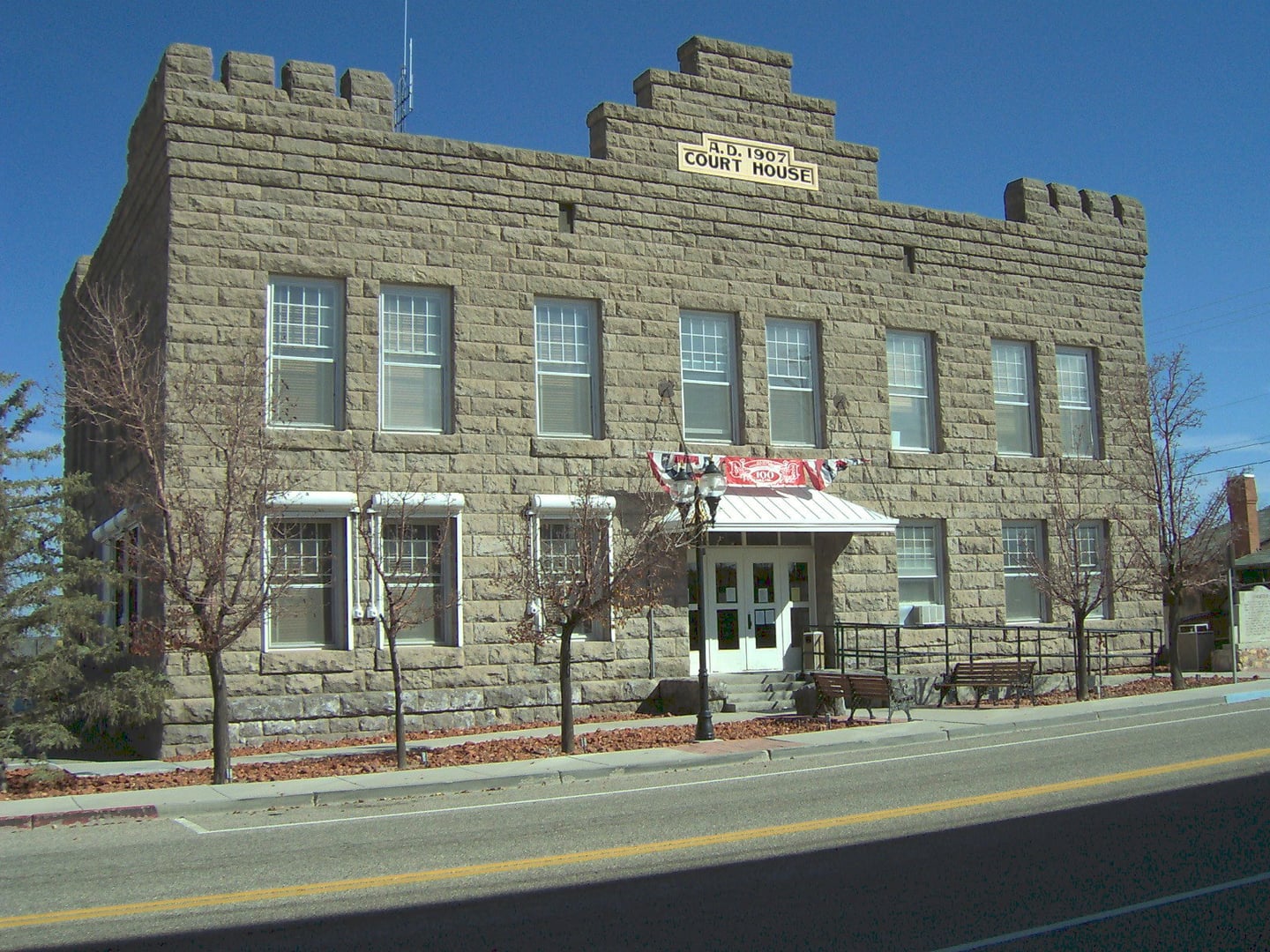 Esmeralda County Courthouse, the 1907 stone landmark of the Goldfield, Nevada mining boomtown