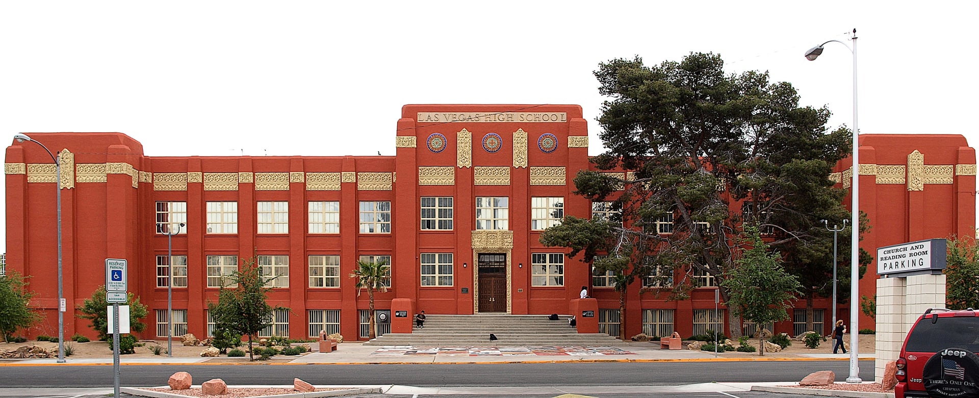 Las Vegas Academy of the Arts Art Deco main building exterior, formerly Las Vegas High School, Las Vegas Nevada