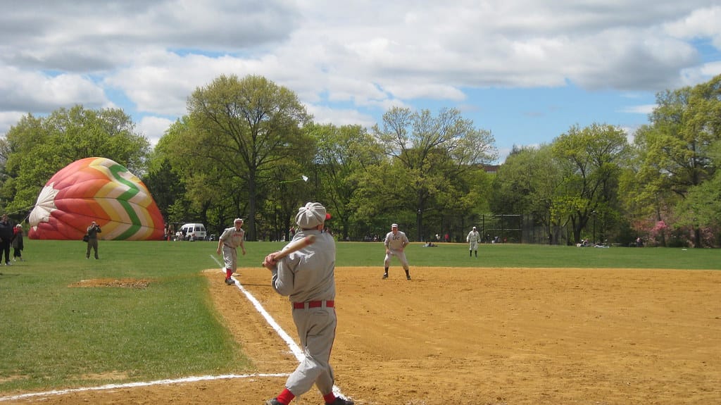 Vintage Baseball Game played at the Cherry Blossom Festival at Brook Branch Park in Newark, NJ