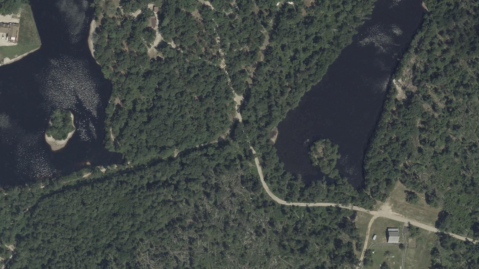 Aerial survey view of Cedar Bridge Tavern