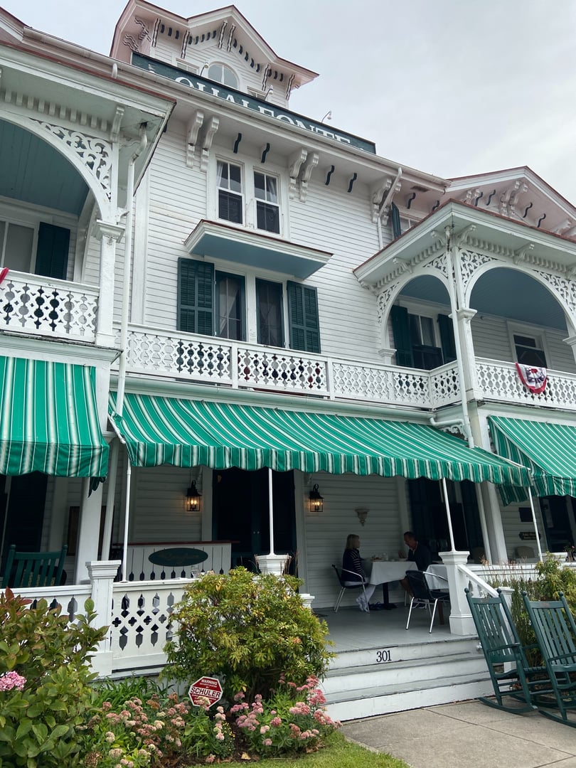 Front facade of the Chalfonte Hotel at 301 Howard Street, Cape May, New Jersey — 1876 Victorian