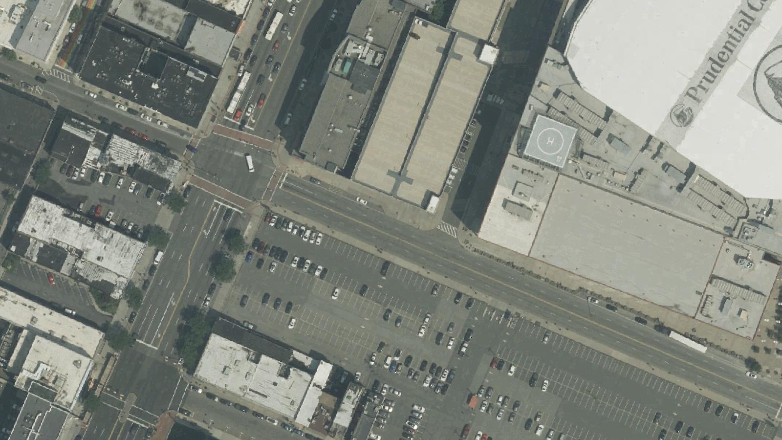 Aerial survey view of First Presbyterian Church Cemetery (Prudential Center Site)