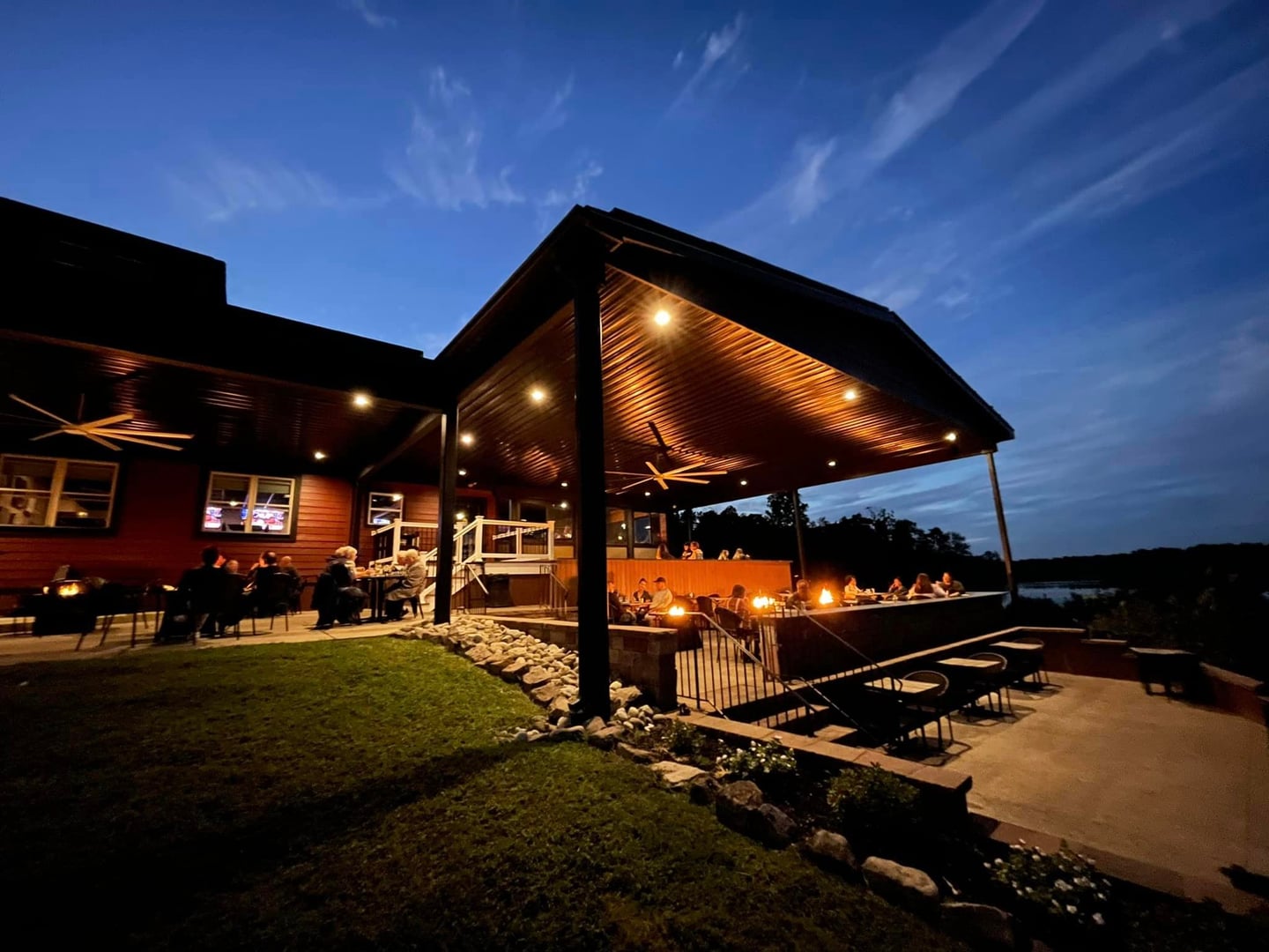 Lakeside exterior of Lake House Restaurant on Iona Lake in Newfield, New Jersey, formerly the Iona Lake Inn