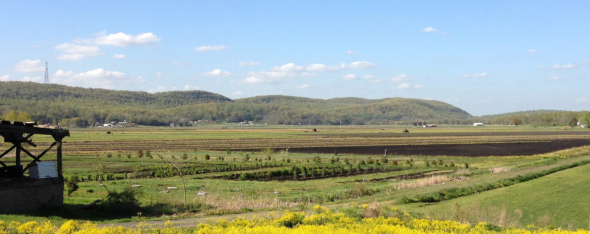 Panoramic view of Jenny Jump Mountain and Jenny Jump State Forest from Hope Road near Great Meadows, Warren County New Jersey
