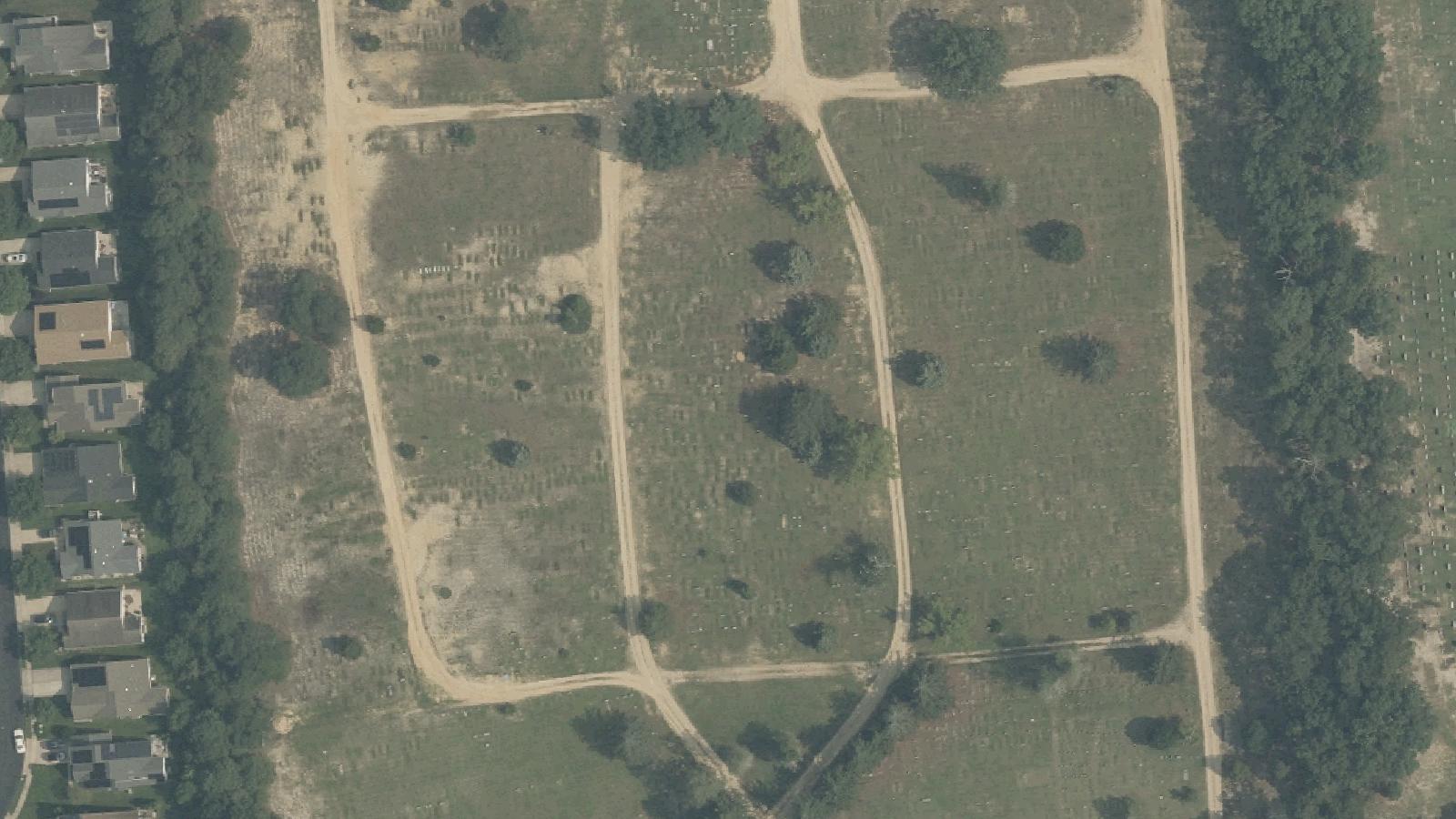 Aerial survey view of Lincoln Memorial Cemetery