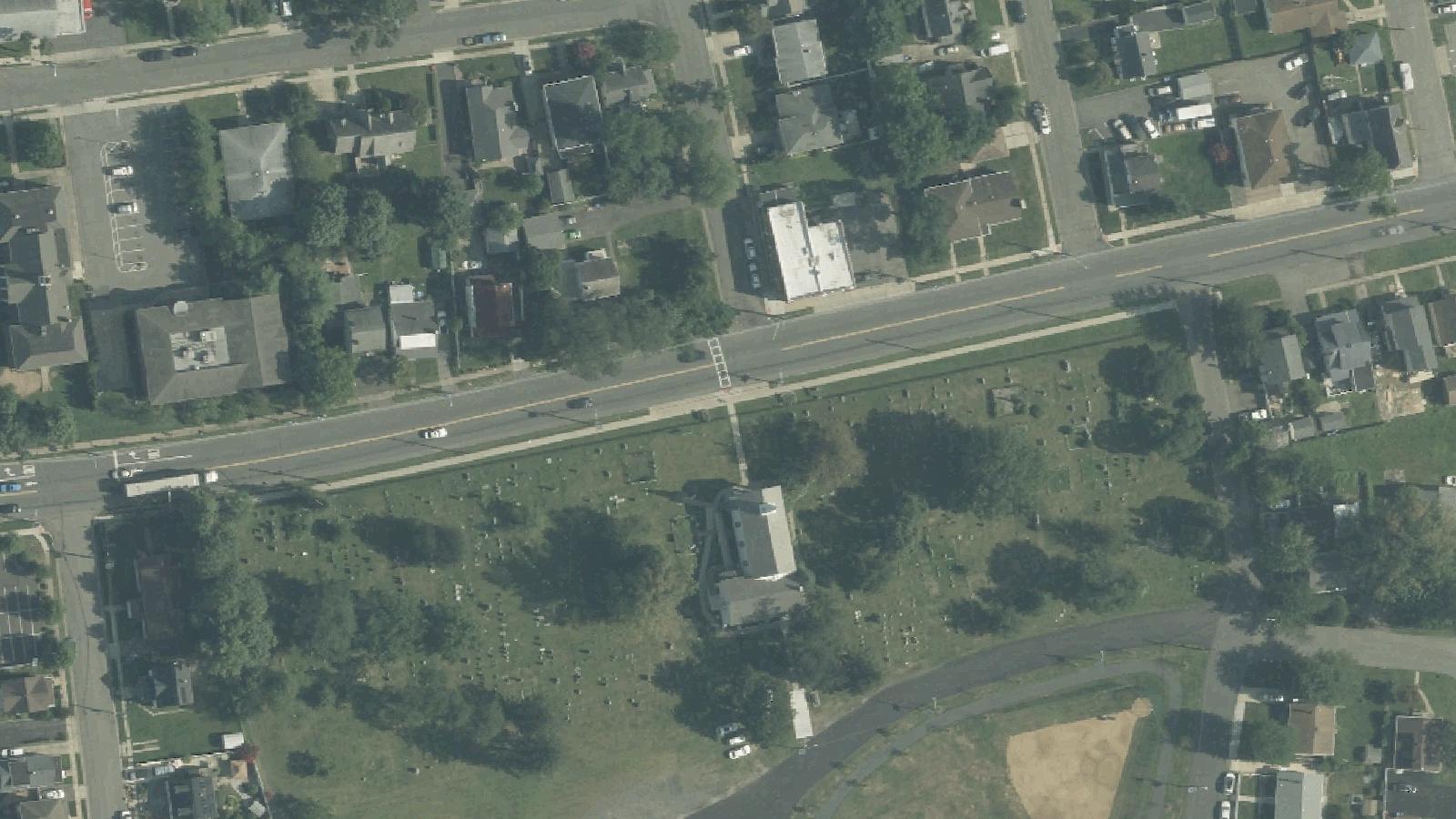 Aerial survey view of Piscatawaytown Burial Ground (St. James Episcopal Church Cemetery)