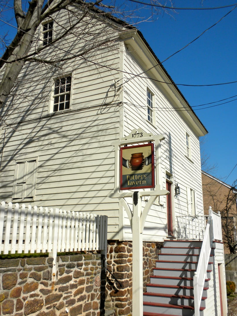 Potter's Tavern, a restored 18th-century frame building at 49-51 West Broad Street, Bridgeton, New Jersey