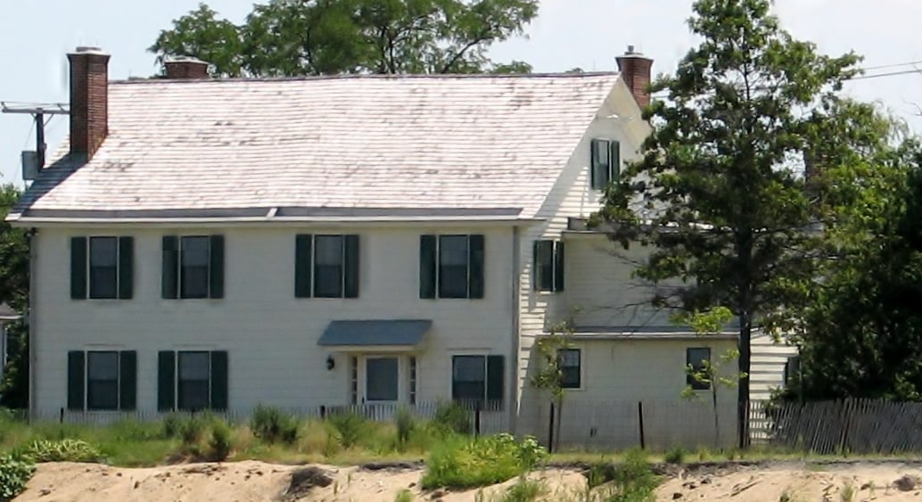 Exterior of the Seabrook-Wilson House (Spy House) at 719 Port Monmouth Road, a colonial homestead in Bayshore Waterfront Park, New Jersey.