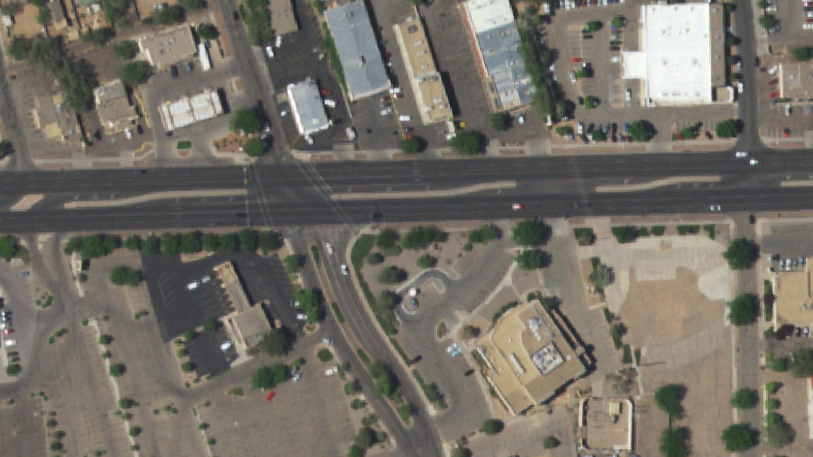 Aerial survey view of Former College of Santa Fe (Midtown Campus / Bruns Hospital Site)