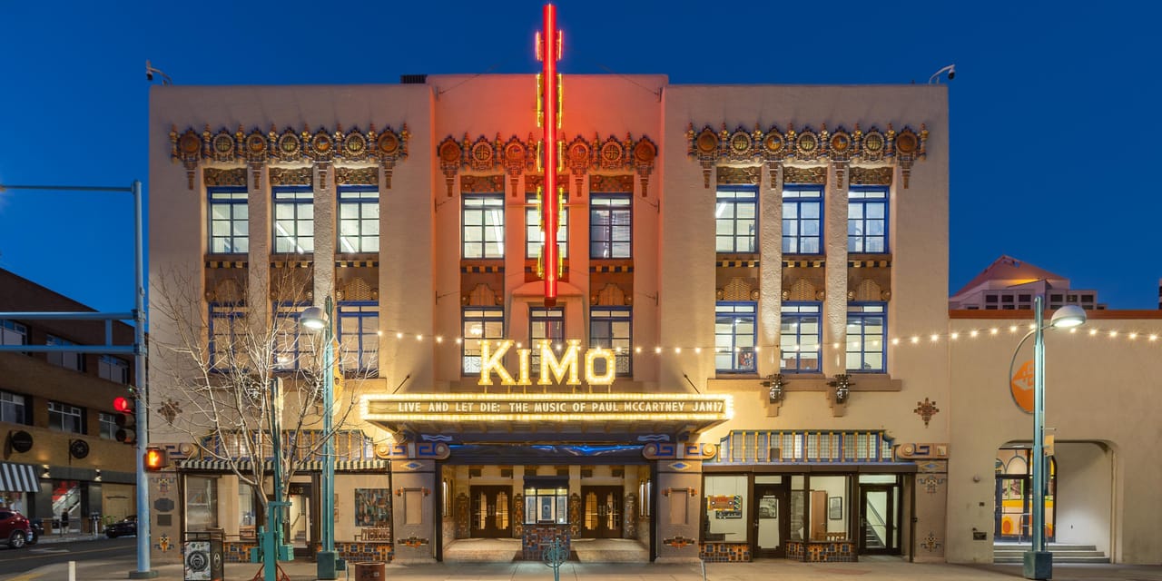 KiMo Theatre Pueblo Deco facade on Central Avenue in Albuquerque New Mexico