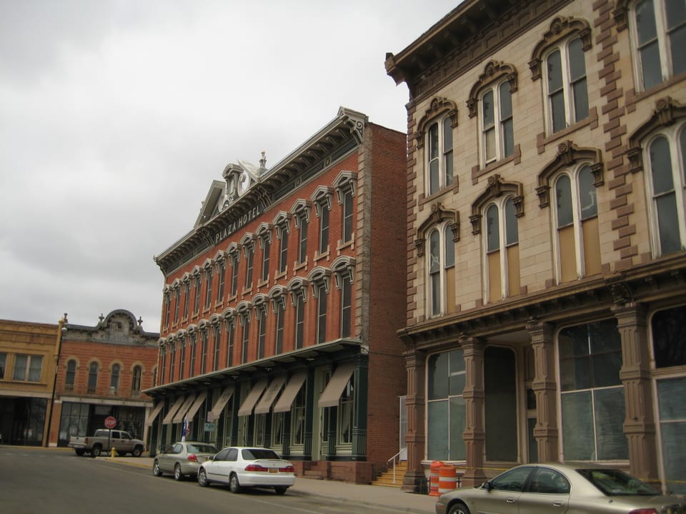 The 1882 Plaza Hotel facing the Old Town Plaza in Las Vegas, New Mexico
