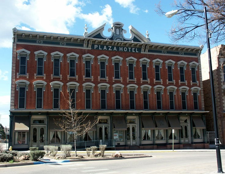 The 1882 Plaza Hotel facing the Old Town Plaza in Las Vegas, New Mexico