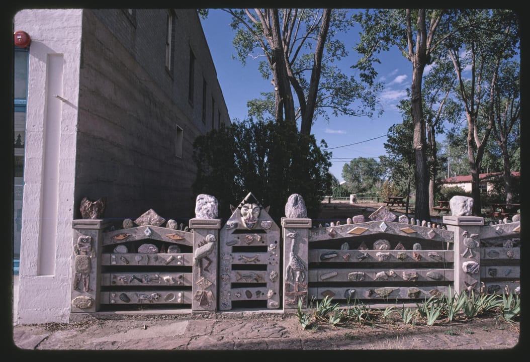 The Shaffer Hotel, a 1923 Pueblo Deco building in downtown Mountainair, New Mexico