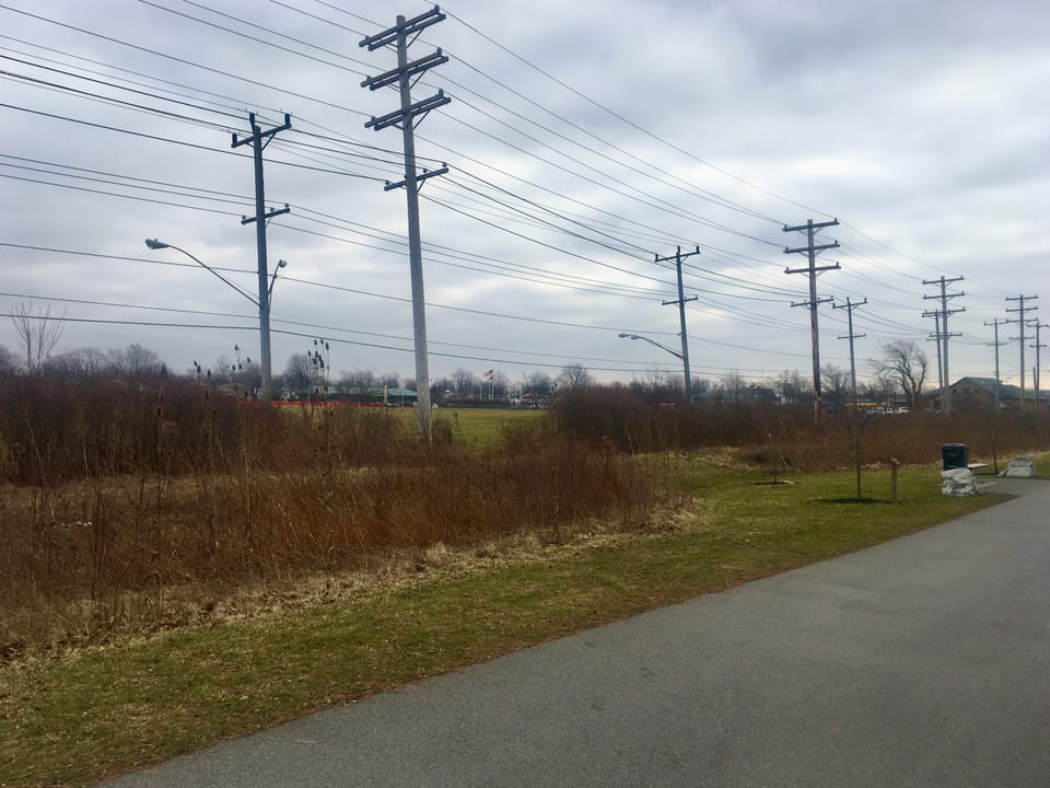 Looking eastward across the Tonawanda Rail Trail from just north of Brighton Road, Tonawanda, New York, 15th January 2020.