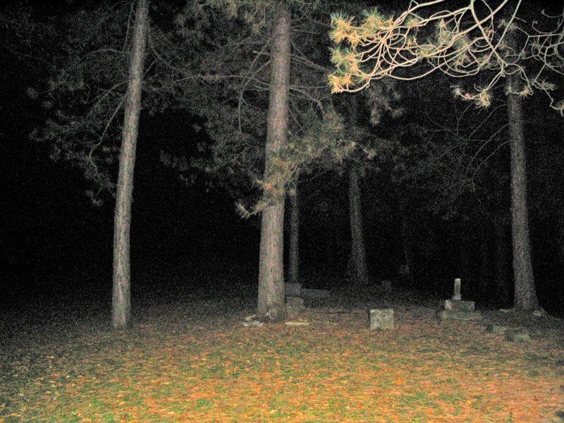 Nighttime view of Goodleburg Cemetery on Goodleburg Road near South Wales, New York