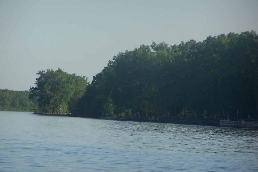 Hudson River frontage and picnic area at Henry Hudson Park in Glenmont New York