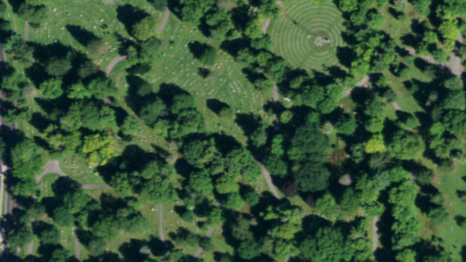 Aerial survey view of Hollen Beck Cemetery