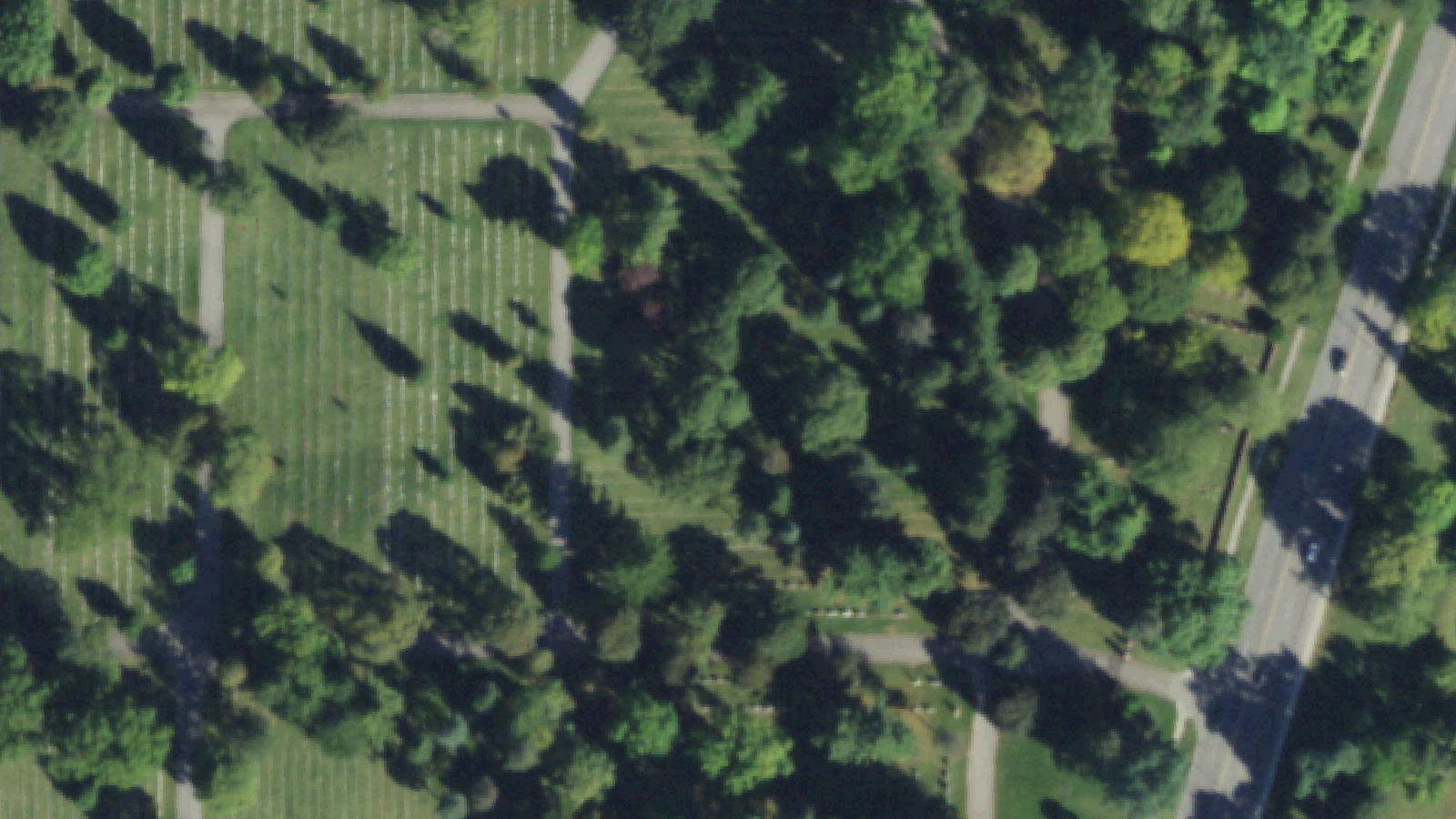 Aerial survey view of Holy Sepulchre Cemetery
