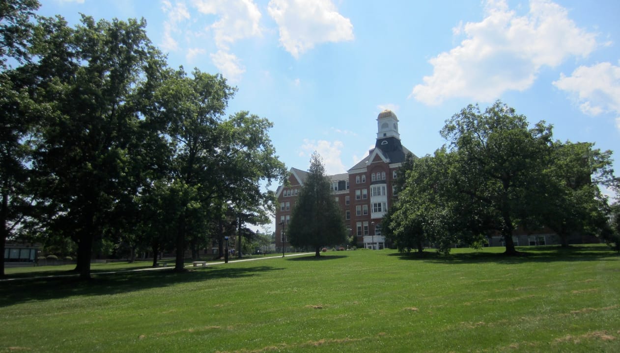 Ball Hall and lawn at Keuka College, New York