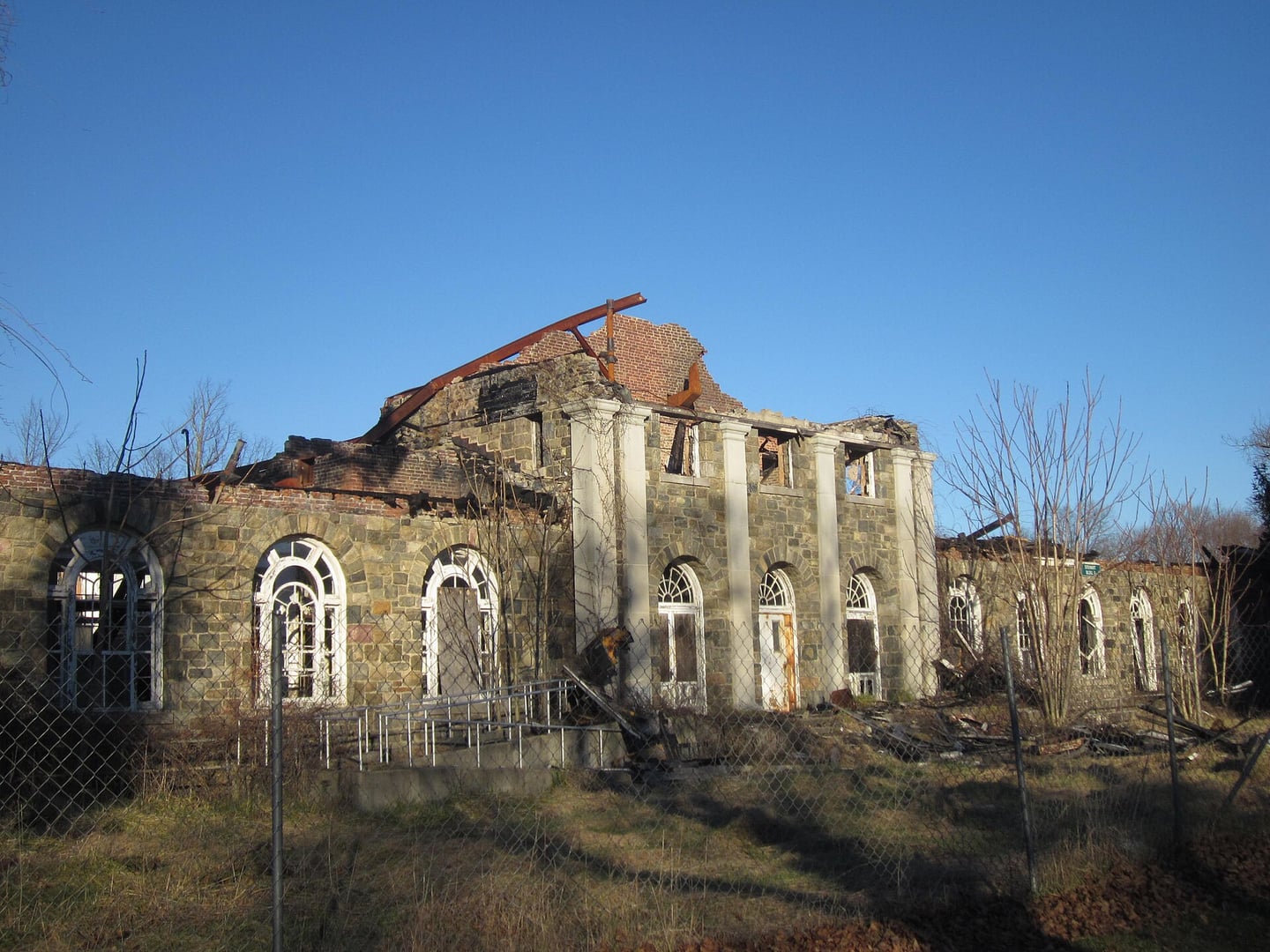 Abandoned brick building at Letchworth Village in Rockland County, New York, photographed in December 2011