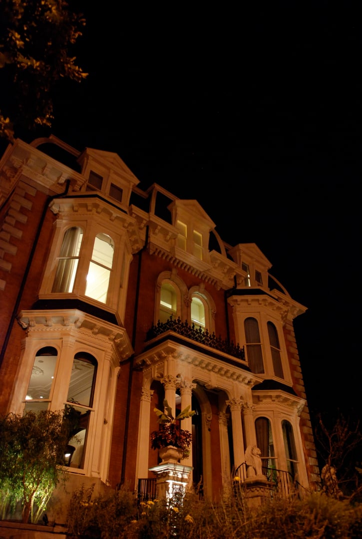 Exterior of The Mansion on Delaware Avenue in Buffalo, New York, the 1869 Second Empire Sternberg House now operating as a luxury hotel.